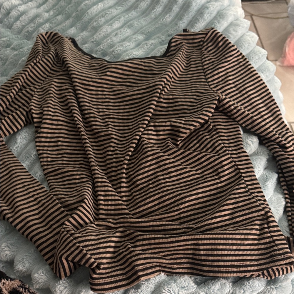 Striped Black and Tan Women's Top